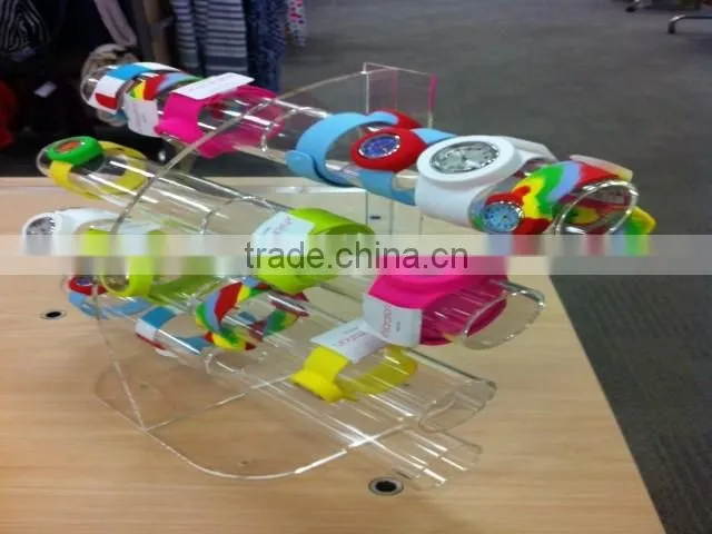 elegant clear 3 tiers acrylic watch display stand,wrist watch display stand manufacturer