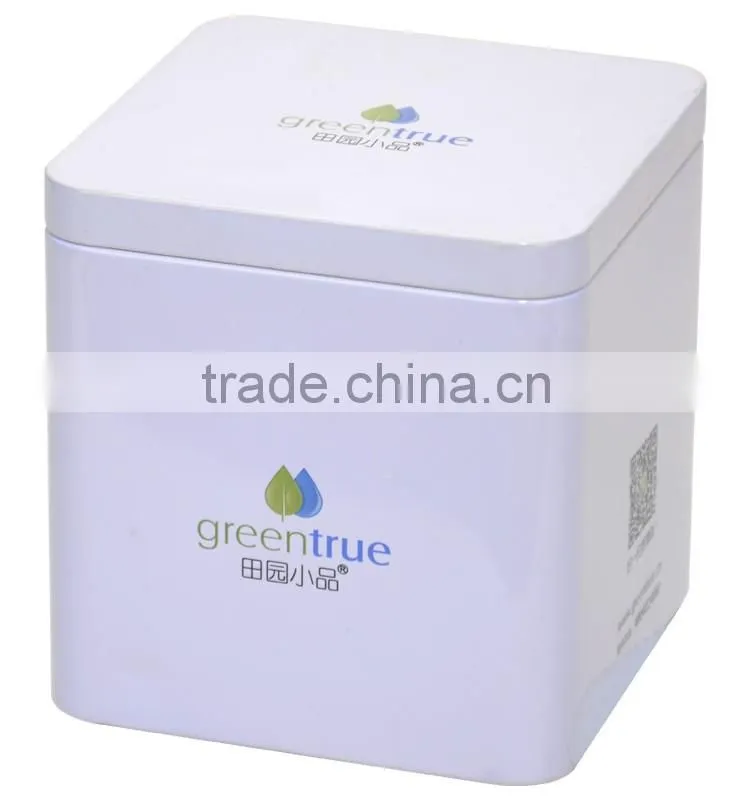 Simple green rectangular tin box for articles of daily use