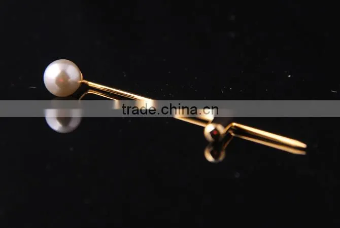 Wholesale pearl lapel pin with gold plated