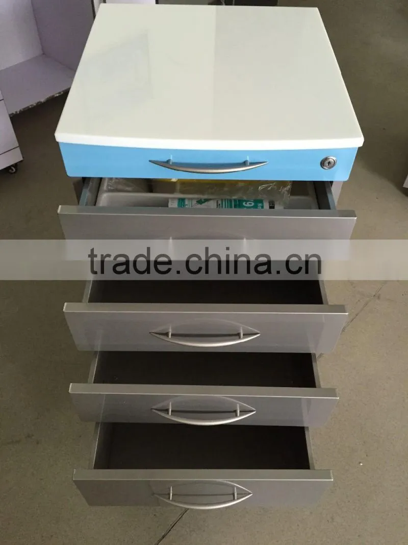 Dental trolley, stainless steel mobile cabinet with ABS trays