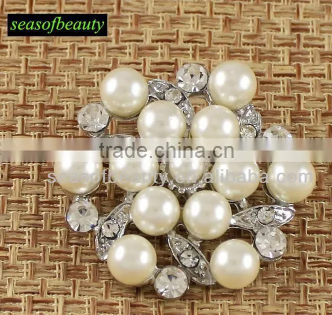 High Quality Wholesale Fashional Pearl Wedding Rhinestone Brooch J032157