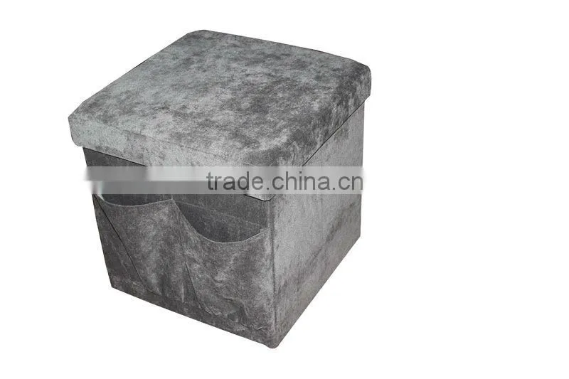 stronger!! Grey Suede folding storage ottoman