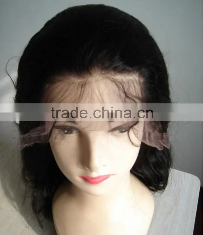 16inch body wave natural black Brazilian virgin human hair full lace wigs swiss lace silk base OEM professional factory price