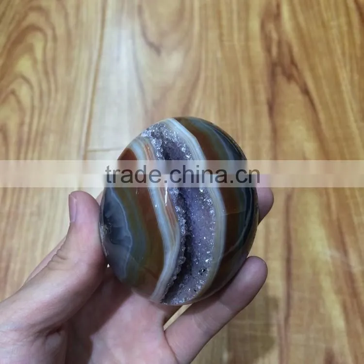 Natural Agate Smile Crystal Geode Egg Ornaments For Sale
