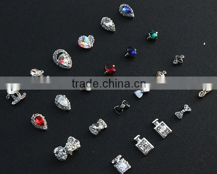 perfume bottle big stone drop shape metal jewelry for nail decorator