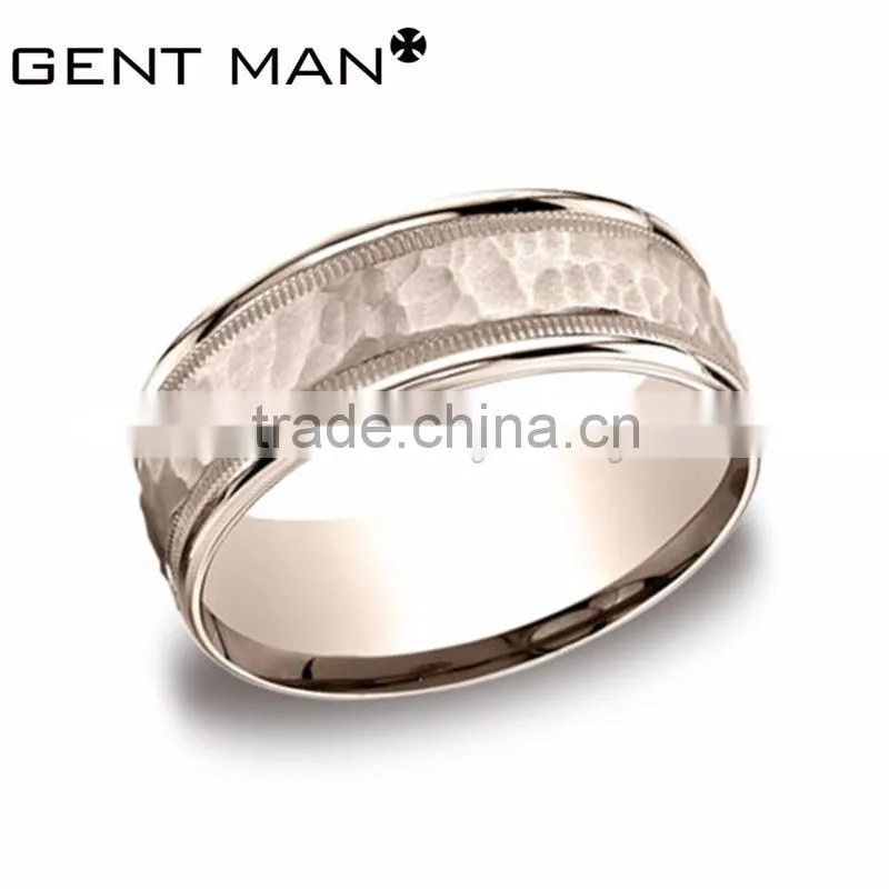 Surface etched Titanim Steel ring Men's 316L Stainless Steel rings jewelry