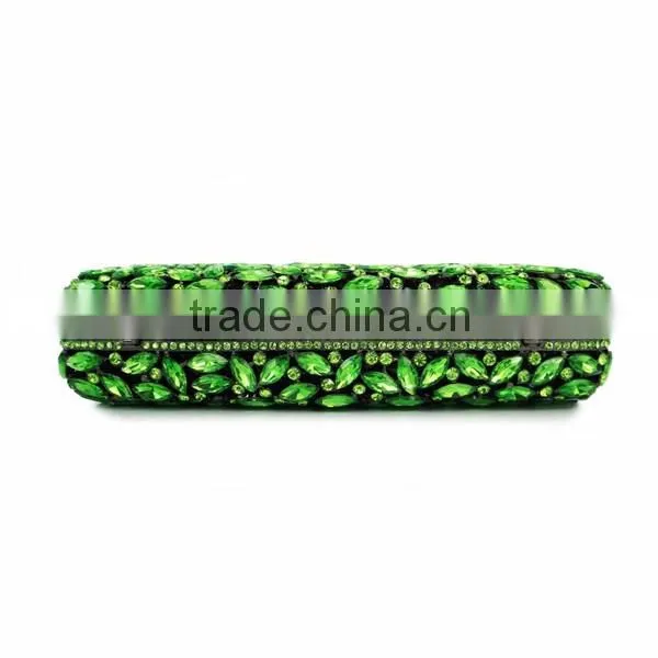 Newest design green bag designs handmade bag crystal clutch bag (8766A-G2)