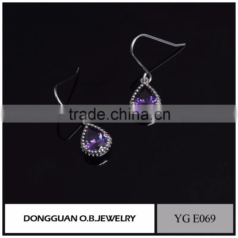 Top Quality Wedding Jewelry Real Silver Plating Diamond Hook Earring For Women
