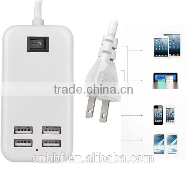 1.5M Desktop 4 Ports USB HUB AC Wall Power Charger Adapter US Plug With Switcher