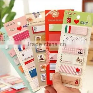 Cute 1+5 Sticker Bookmark Marker Memo Flags Index Pad Tab Sticky Notes