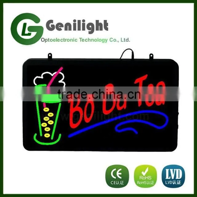 Flashing Neon Lighted Bo Ba Tea Led Animated Shop Business Sign