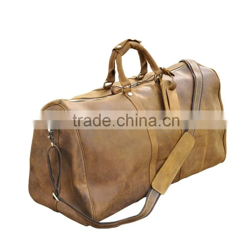 2016 hot sale Genuine leather luggage travel bag duffle bags brown