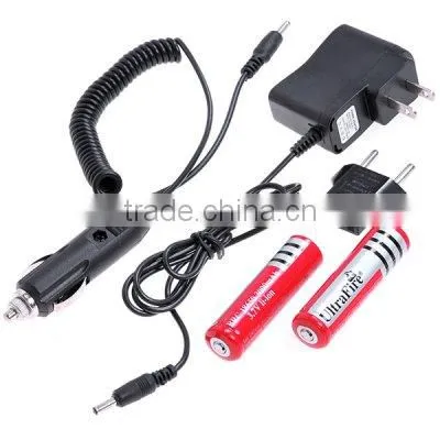 18650 rechargeable battery flashlight with car plug chargers