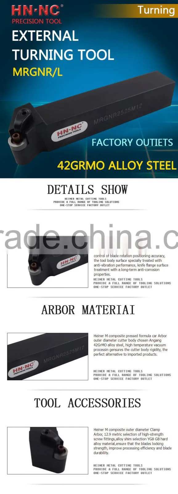 Indexable Carbide CNC car Arbor MRGNR/L2020K09/12