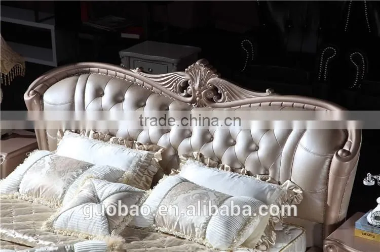 G8801 Bed furniture manufactory supply good quality solid wooden frame leather bed