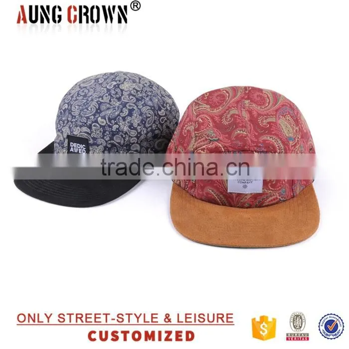 flat brim hat small floral 5 panel
