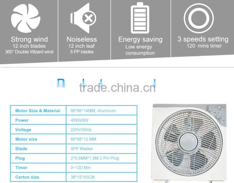 china supplier 12" wholesale plastic electric box fan