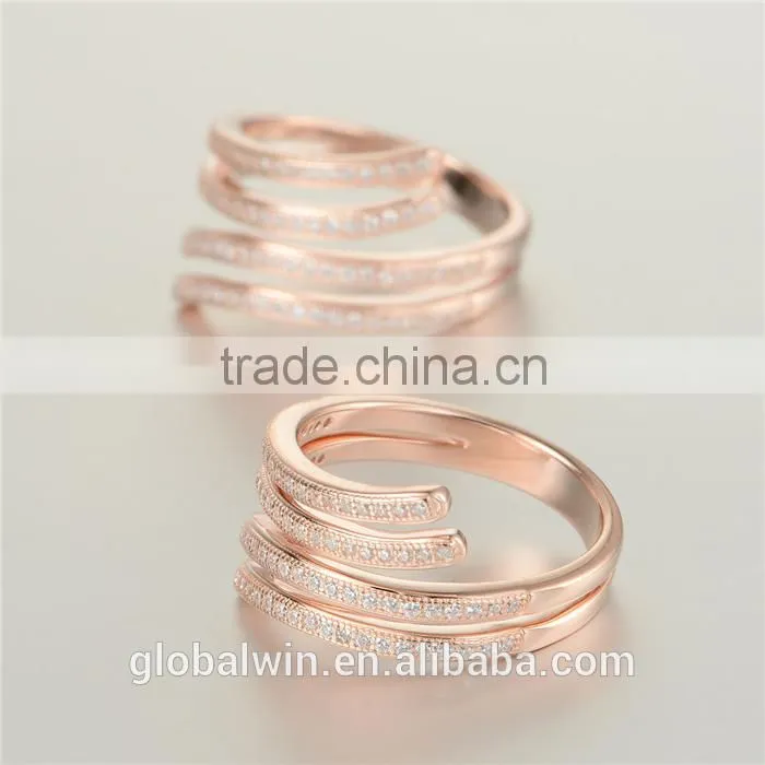 Hign Quality 925 Sterling Silver Cz Rose Gold Plated Fashion Rings Jewelry