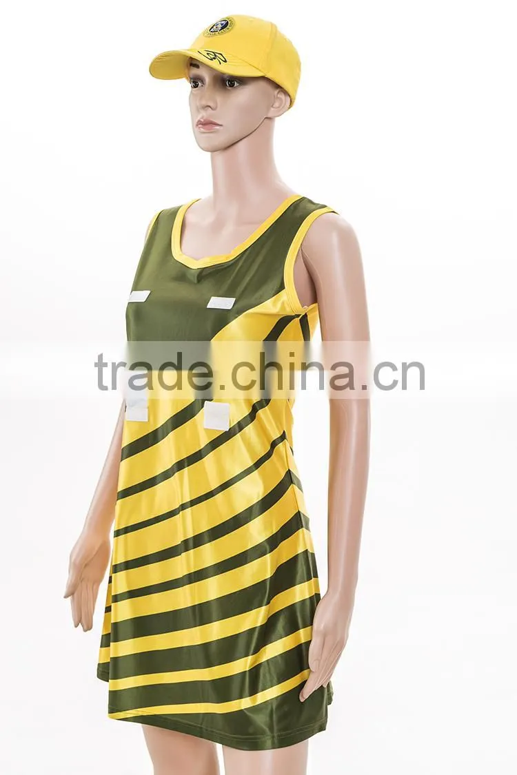 OEM csustom netball dresses A-line netball dress modern black netball dress
