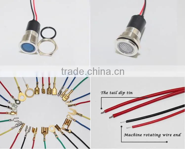 19mm mounting hole 12v metal LED lift indicator lamp with cable leading