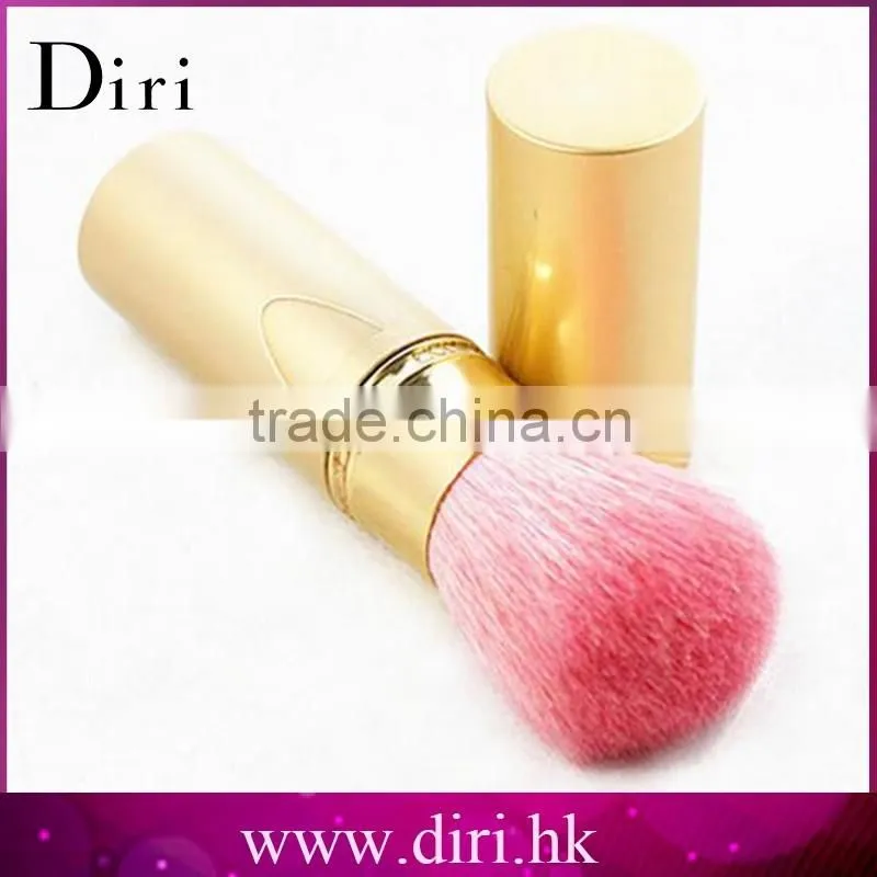 Luxury golden private label retractable make up cosmetics brush vegan powder brush