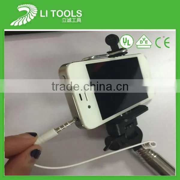 Cheap handheld stainless steel wand pole wire control selfie stick