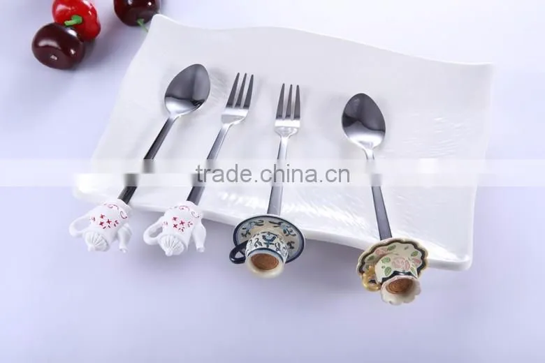 Customized designs products stainless steel cutlery with polyresin head, alloy for cutlery, ice cream design for children