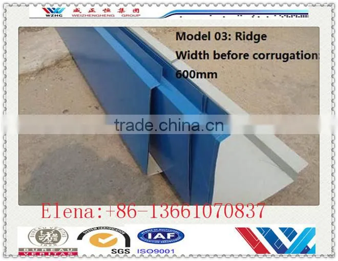 gutter roof barrel ridge/hip cap sheeting panel made in China