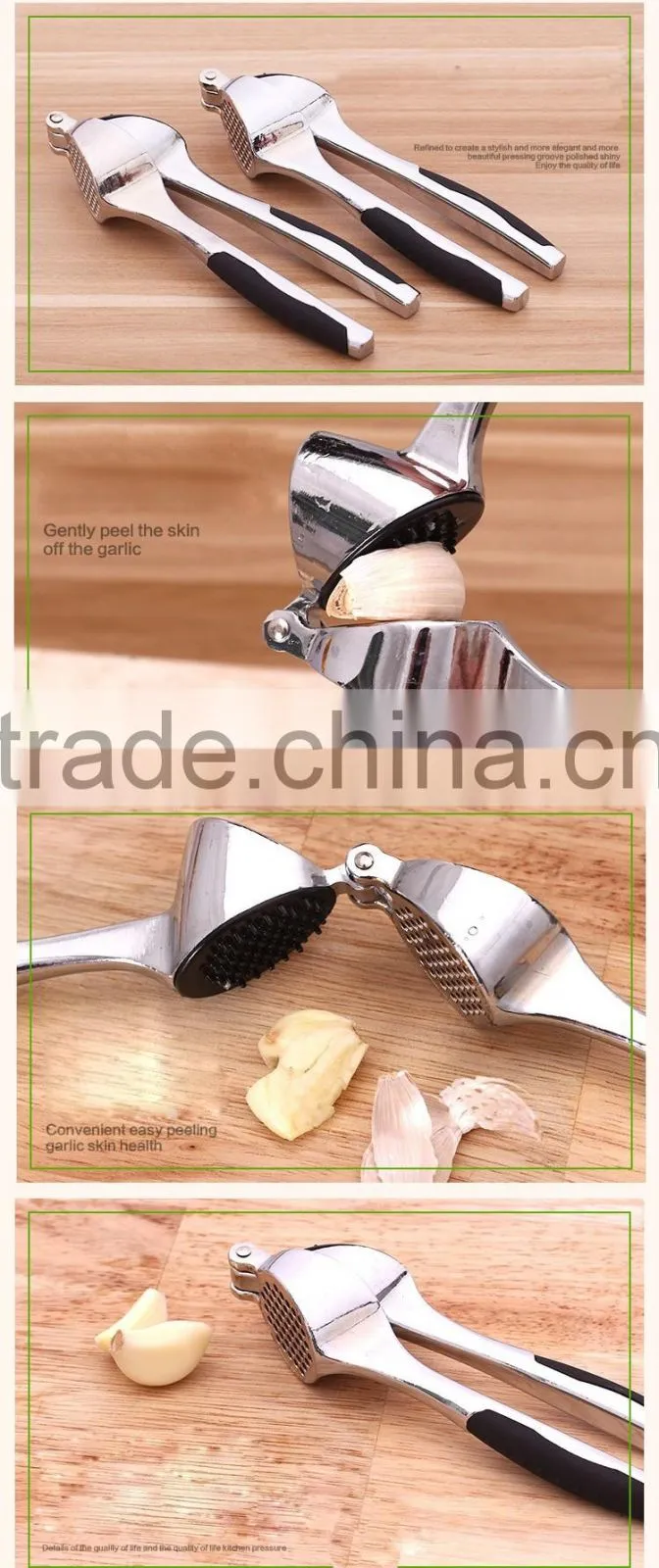 Kitchen multifunctional peel it manually pound garlic press-Zn alloy stainless pound garlic