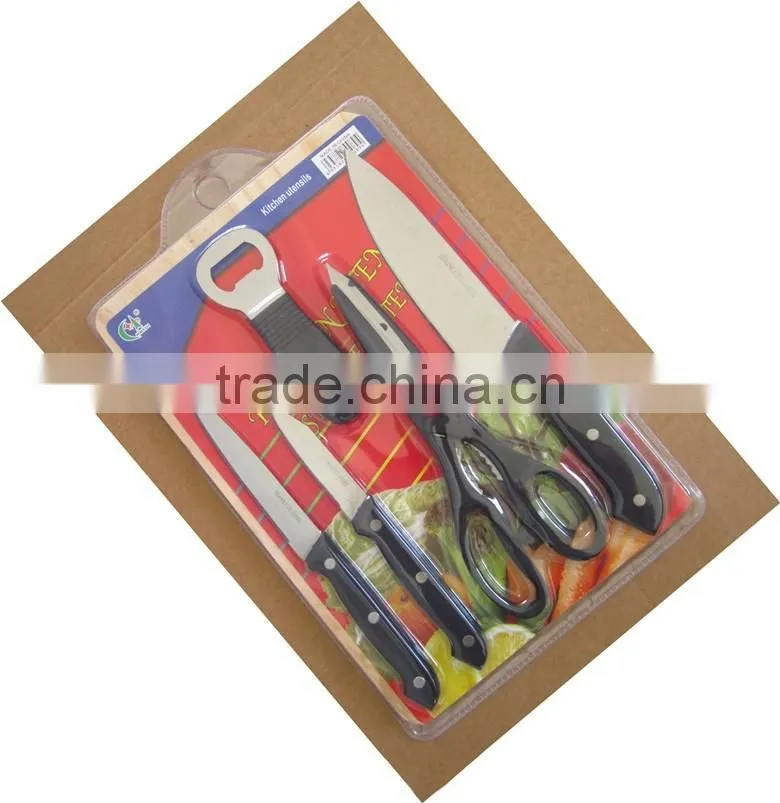 Stainless steel wooden cutting board with knife scissor set