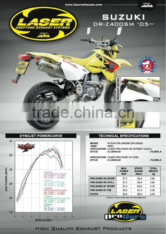 For SUZUKI DR-Z400 SM Motorcycle Exhaust Pipe LASER ProDuro slip-on muffler RX