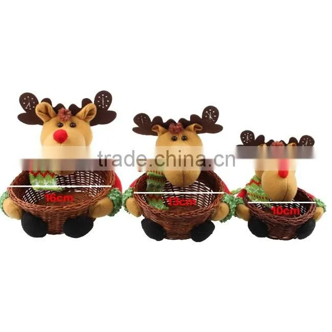 Lovely christmas deer style fine wickerwork basket for christmas gift