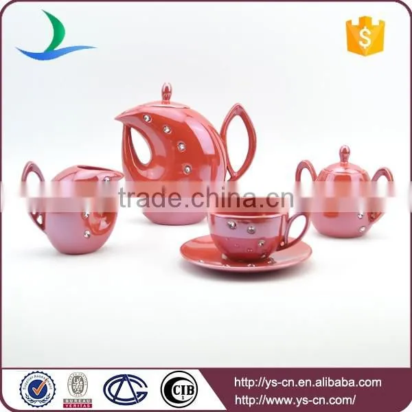 Acryl diamond red ceramic tea set