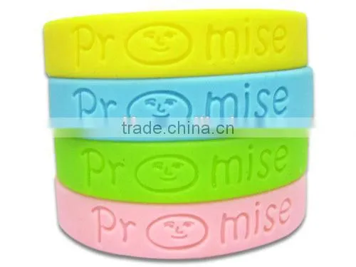 Debossed ink filled silicone wristband