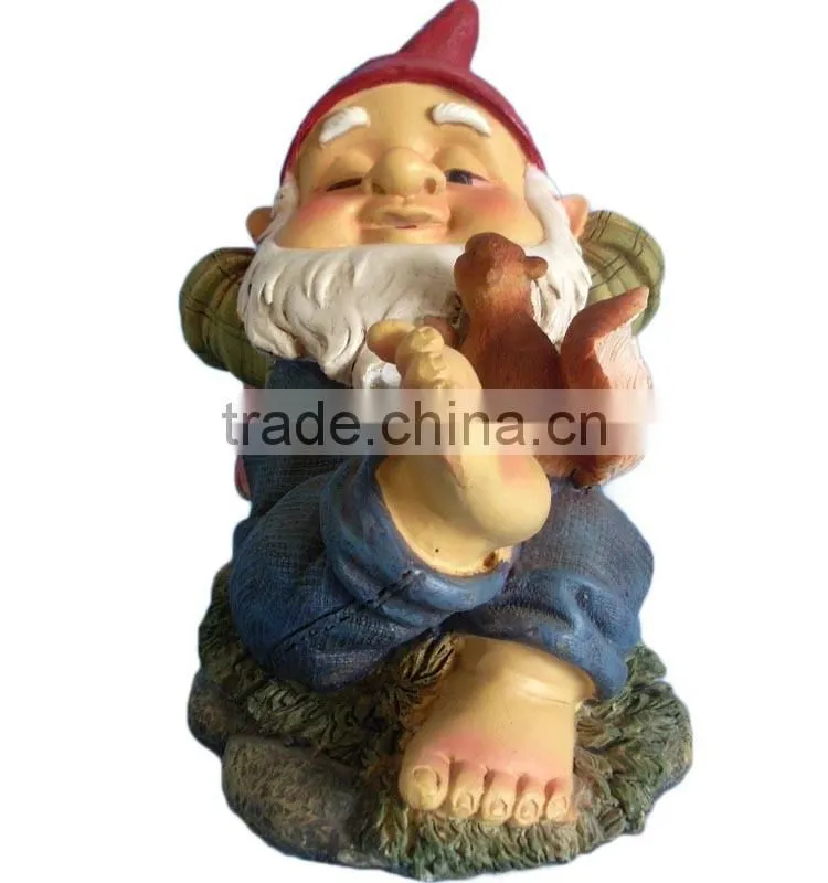 Popular cute resin gnome/elf/dwarf garden statues with mushroom