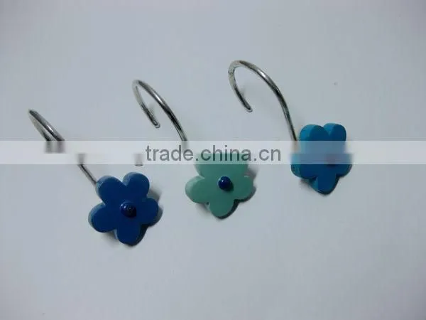 Colorful flower shape polyresin decorative wall hooks for bathroom