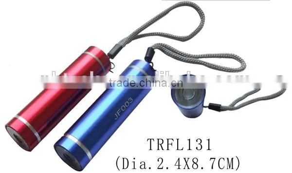 Portable aluminium colorful mini camping LED flashlight with lanyard