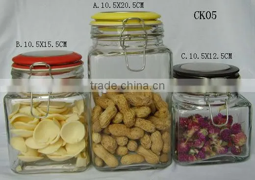clear glass airtight jars with flip top lid