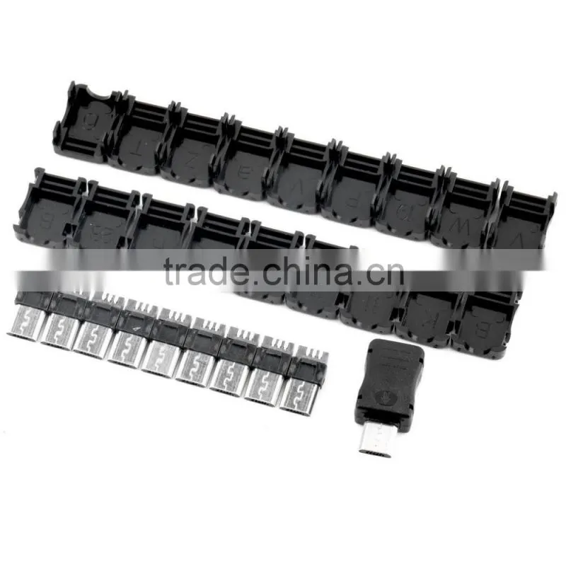 10pcs Worldwide 5 Pin T Port Male Micro USB Plug Socket Connector + Plastic Cover for DIY