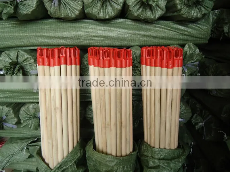 Wood Broom Handle Clear Plastic Black Hooks