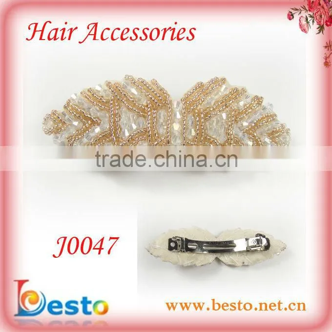 J0046 Indian design decorative handmade ladies leather flower hair clip