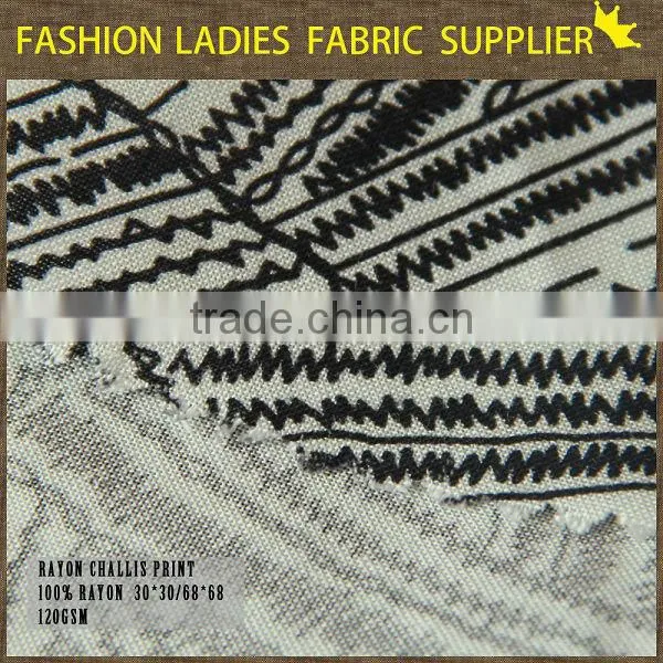shaoxing cichengtex fashion black and white rayon fabric ,Geometric Shapes style fabric