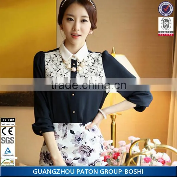 European style ladies blouse top 100 cotton blous from Guangzhou