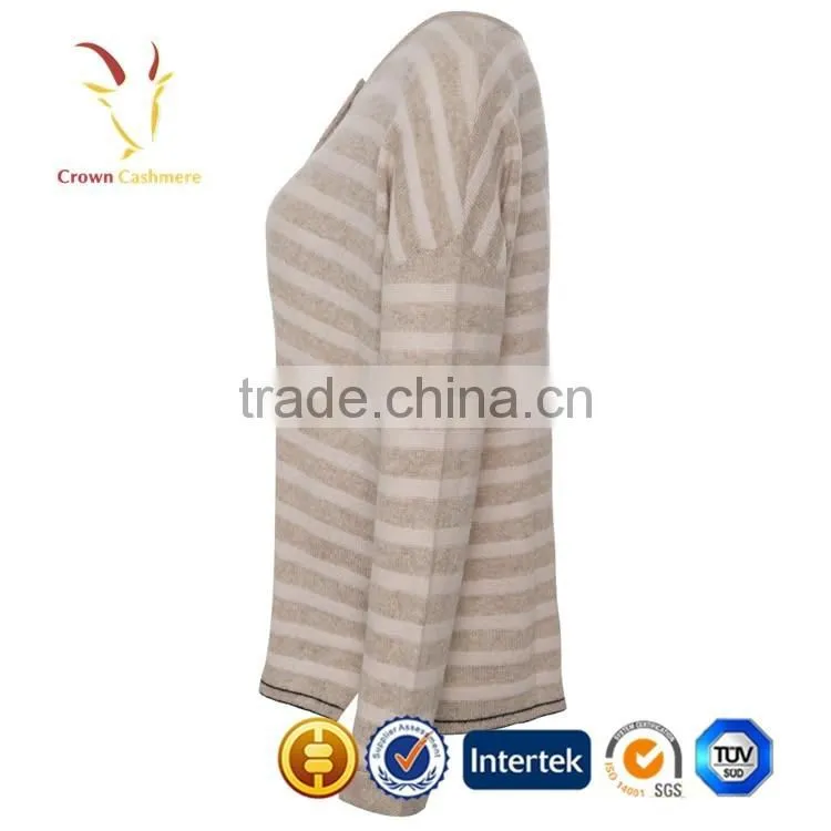 Women Striped Custom Knitted Cardigan Sweater