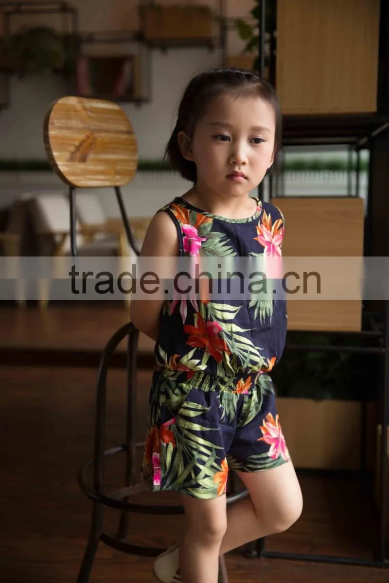 fashion off shouder 100% viscose set summer sleeveless cloth set girl shirt and printed flower soft handfeel cloth