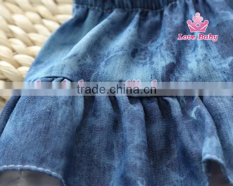 Latest Korean stripe bowknot children demin jeans skirts