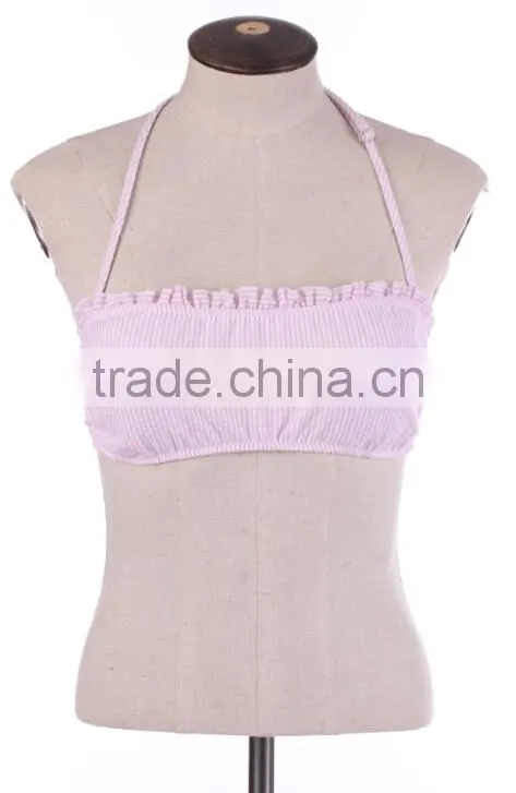 Whlolesale hot sale monogrammed Seersucker Ruffle Bandeau Top