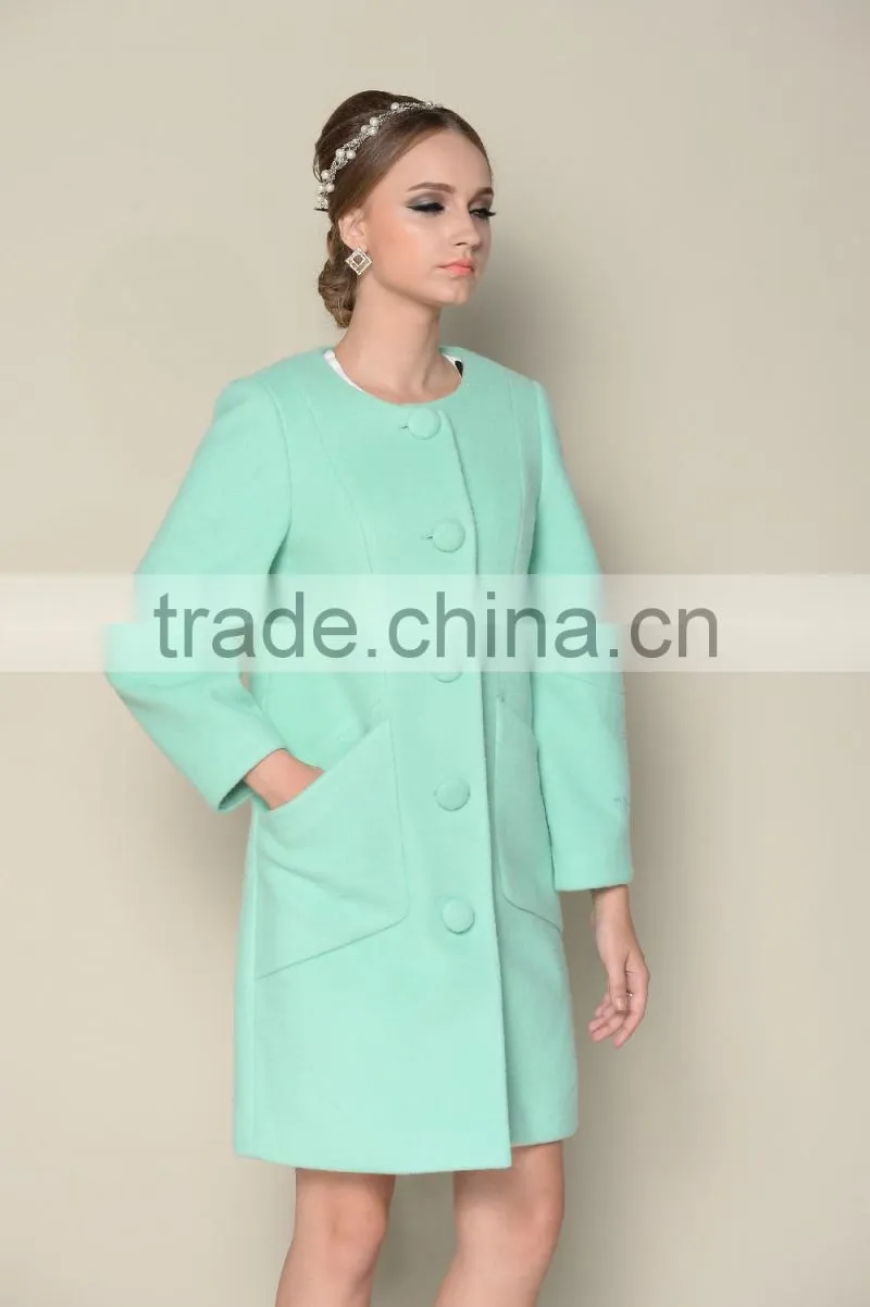 long style elegant plain red and green ladies fashion winter coat factory