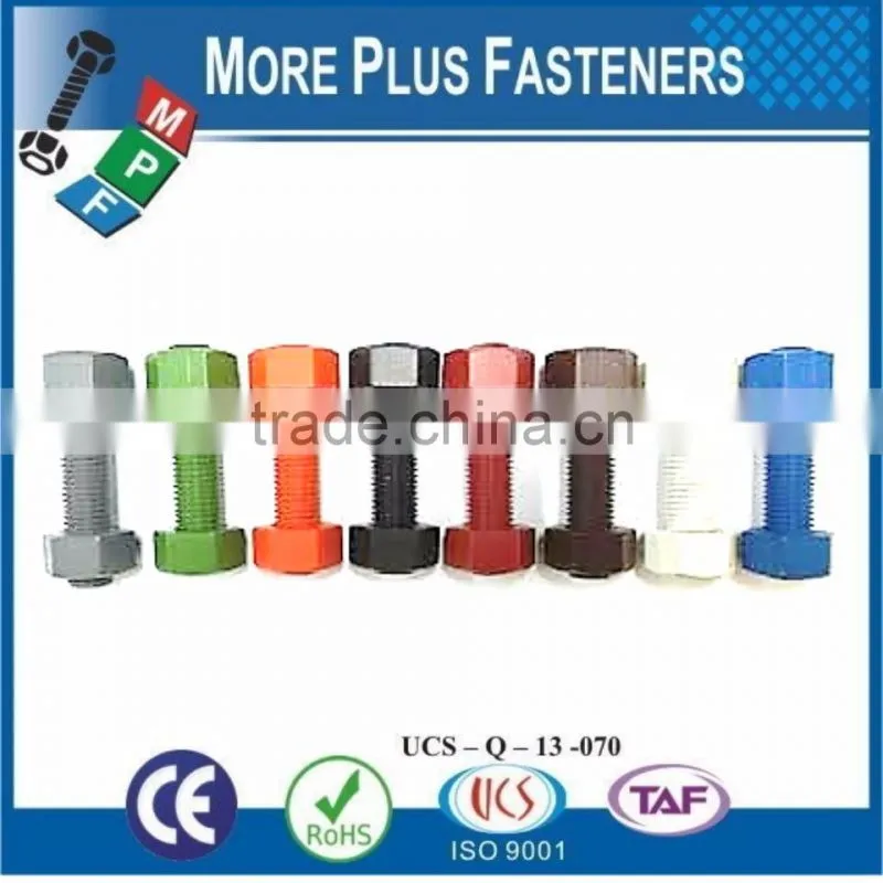 Made In Taiwan Stainless Steel Xylan Coated Colored Stud Bolts with Hexagon Nuts