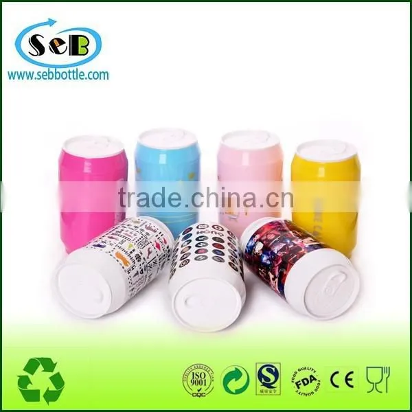 Lovely /colorful stainless steel inner plastic outer water bottle mini can